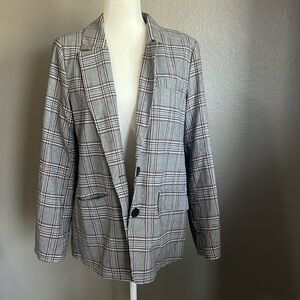 Lush Plaid Pocketed Blazer Size M